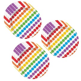 Unique 47114 Classic 7" Dessert Plates | Rainbow Design and Theme, Multicolor, 8 Count