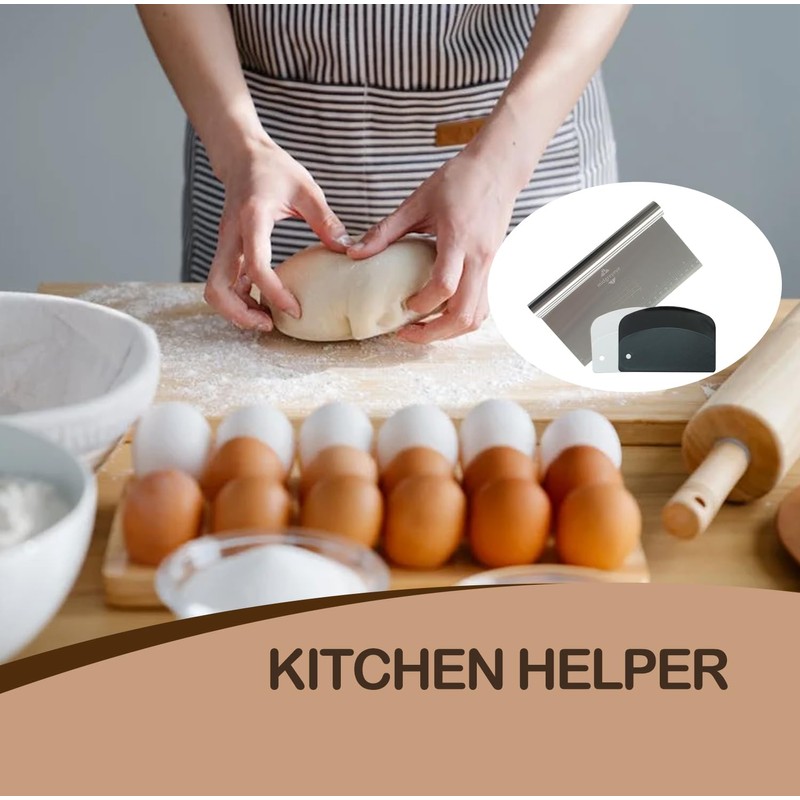 Midgreyeye 3 Set Dough Scraper, Large Stainless Steel Dough Cutter