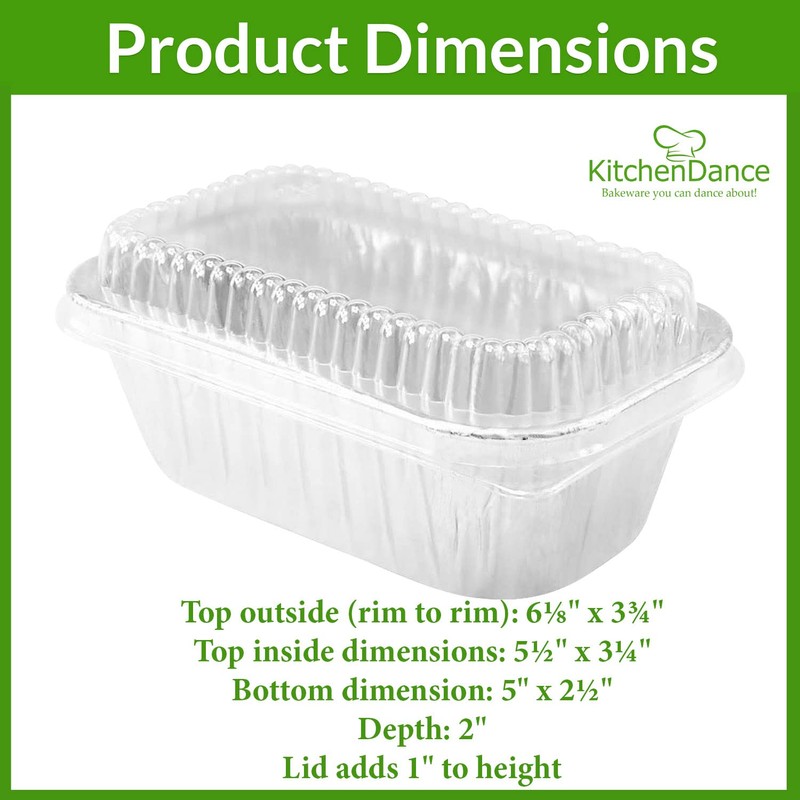 KitchenDance Disposable Aluminum 1 Lb Mini Loaf Pan with Clear