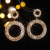 Wiwpar Sparkly Rhinestone Round Dangle Drop Earrings Crystal Hollow Circle
