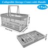 LDHHYH 3 Pack 20L Collapsible Storage Crates with Handle, Plastic