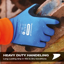 Benchmark 342 Waterproof Fully Coated Dual Latex Grip Work Glove, EN 388, UK CA Certified Work Safety Glove, Suitable For Gardening, Construction, DIY, Car Cleaning (Medium)