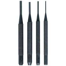 Fowler 52-500-100 Chrome Alloy Steel Drive Pin Punches, 4 Drive Pin Punch Set, 4" Length, Point Sizes: 1/16", 3/32", 1/8" and 5/32".