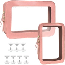 2 Packs Clear Bogg Accessories Beach Tote Bag Suitable for Bogg Organizer Insert Bag Cellphone Phone Holder Clear Makeup Bags Travel Toiletry Bag Key Holder for Bogg Pouch (Pink Set)