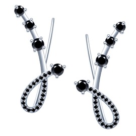 MICGIGI Women's 925 Sterling Silver Stud Earrings Cubic Zirconia Meteor Earrings Clip On Earring Crawer, Silver