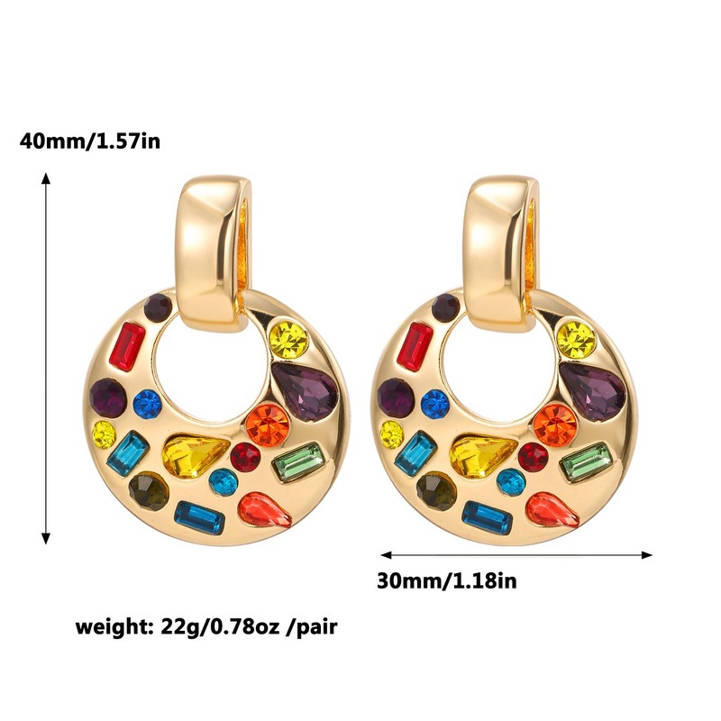 UPOWKA Multicolor Crystal Chunky Dangle Door Knocker Earrings,Statement Fashion Jewelry