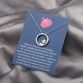 BAUNA Hibiscus Flower Pendant Necklace Hawaiia Means Family Jewelry Hibiscus Charm Gift for Family And Friends (Hibiscus Flower Pendant Necklace)