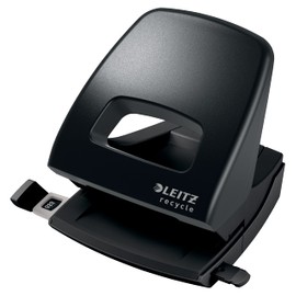 Leitz NeXXt Recycle Series 50030095 Hole Punch for 30 Sheets, Stop Rail with Format Information, 100% Recyclable, Environmentally Friendly, Black, 50030095