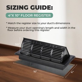 MMFSF Floor Vent Covers, 4x10 Adjustable Heat Air Vent Deflectors, 2-in-1 Floor Register, Vent Covers for Home Floor, Office, Ceiling, 2 Pack, Tool-Free Installation (Black)