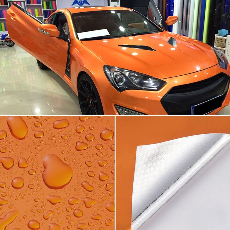 ATMOMO Chrome Mirror Orange Car Vinyl Wrap High Gloss Self-Adhesive