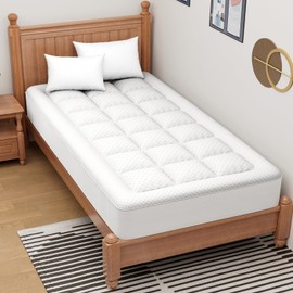 OLANLY Twin Quilted Fitted Mattress Pad - Cooling Soft Mattress Topper - Elastic Fitted Mattress Protector - Machine Washable Mattress Cover Stretches up to 21 Inches Deep (39x75 inch, White)