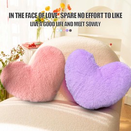 ODIWEN Heart Cushion, Heart Cushion Children's Room, Decorative Cushion, Plush Sofa Cushion, Cuddly Cushion for Children's Room, Sofa Decoration, Plush Cushion in Heart Shape, Cuddly Cushion (Purple)