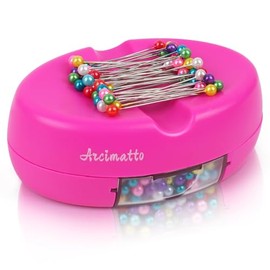 Arcimatto Magnetic Pin Holder, Strong Magnet Pincushion with Drawer, Pin Cushion with 100 Pcs Ball Head Straight Pins for Sewing, Needle Cushions Bobby Pin Holder Paper Clip Organizer for Quilting