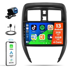 UNITOPSCI 2G+32G Android 13 Car Stereo for Nissan Versa Sedan 2015 2016 2017 2018 2019 Radio CarPlay Android Auto 10.1 Inch Touchscreen Bluetooth GPS Mirror Link FM/RDS WiFi SWC + Backup Camera Mic
