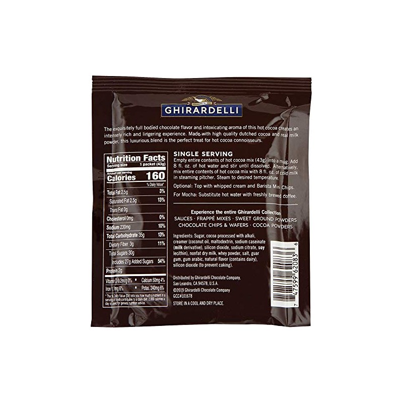 Ghirardelli Premium Hot Cocoa Envelopes, Rich chocolate, 22.7 Ounce (Pack