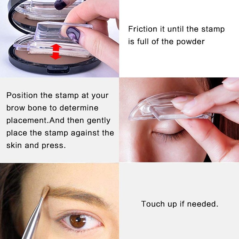 3 Pairs of Seals Eyebrow Stamp with Brow Brush Perfect