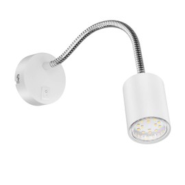 ledscom.de Waika Reading Lamp with Gooseneck and Switch Matte White Includes GU10 LED Lamp (White, 2.076 W, 206 lm, 110°)