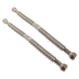 2 Pack Heavy Duty Durable Stainless Steel Corrugated Water Flex Connector with Extra Thick Washers for Water Heater and Water Softener (18x3/4 FIP)