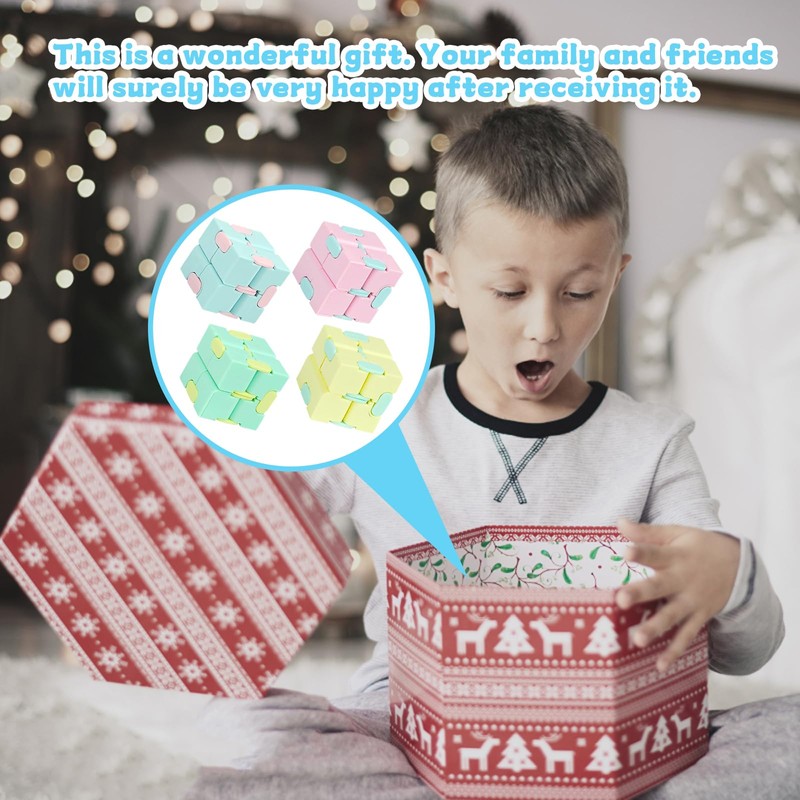 4 Pcs Fidget Cubes For Kids, Infinity Cube Fidget Toy,