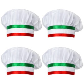 Kyson 4 Pieces Italian Flag Chef Hats Red White and Green Adjustable Mushroom Hats for Italian Themed Party Decorations Photo Booth Props