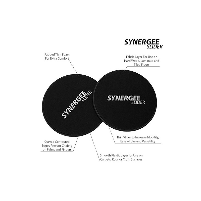iheartsynergee Synergee Deslizamiento Discos Core Sliders. Doble Cara Uso en