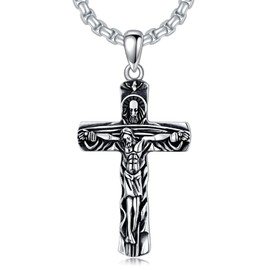 Crucifix Necklace 925 Sterling Silver Crucifix Cross Pendant Holy Trinity Crucifix Jewelry for Men Women
