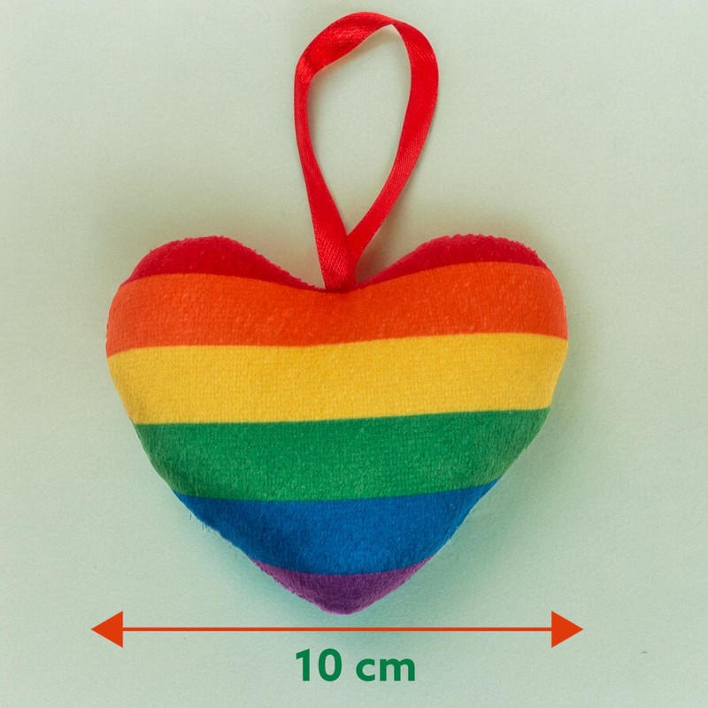 MIJOMA Rainbow Mini Plush Heart, Pride Pendant, 10 cm, 100%