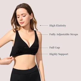 SEEDNUR Breathable, Comfortable Nursing Bra with Adjustable Straps, Seamless Support—Perfect for Pregnancy and Nursing, Black, 3X-Large