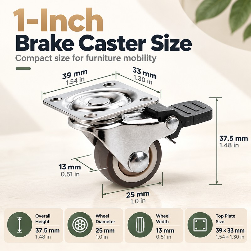 Furniture Swivel Caster Wheels for Trolleys – 4PCS Soft Rubber