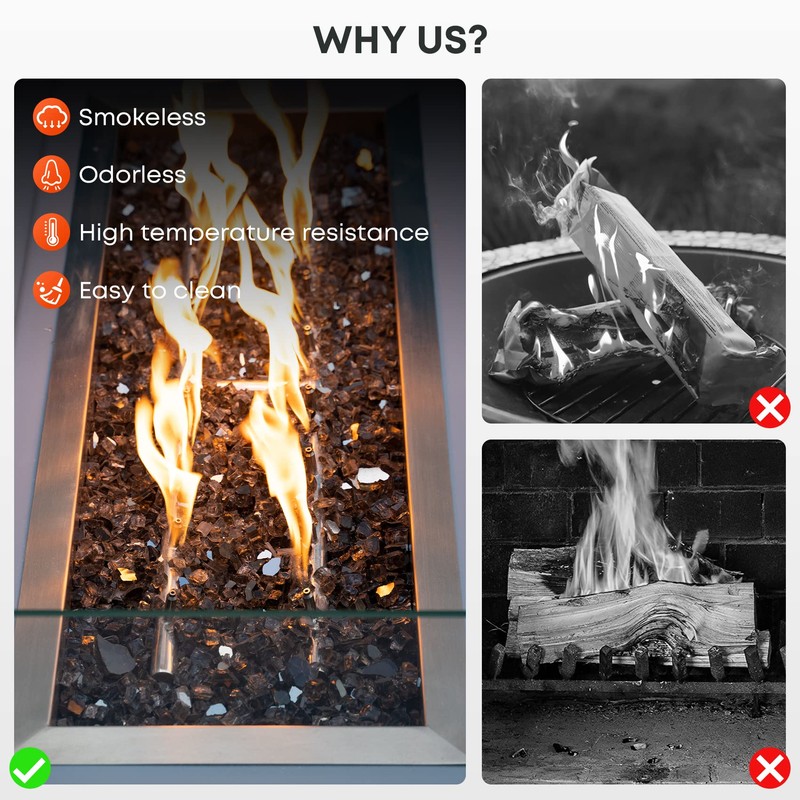 Stanbroil 10-Pound Fire Glass - 1/4 inch Reflective Tempered Fire