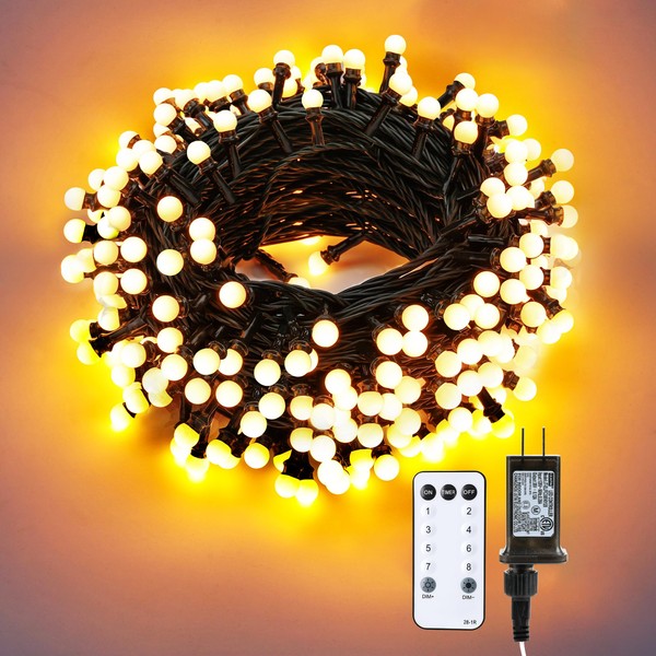 ODEETRONIC Globe String Lights, 65.6ft 200 LED Warm White Fairy