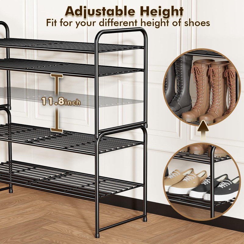 SUFAUY 2-Tier 33" Wide Shoe Rack, Closet Metal Shoe Rack