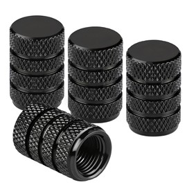 4PCS Black Anodized Aluminum Tyre Valve Caps – Corrosion Resistant Tire Dust Caps, Leakproof and Durable Valve Stem Covers Replacement Accessorie for Cars, Trucks, Motorcycles, SUVs, Bikes