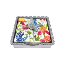 Mariposa Hummingbird Beaded Napkin Box, One Size, Silver