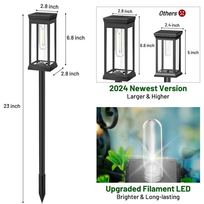 BesLowe 【Upgraded】 Solar Pathway Lights Outdoor, 8-Pack Large LED Solar