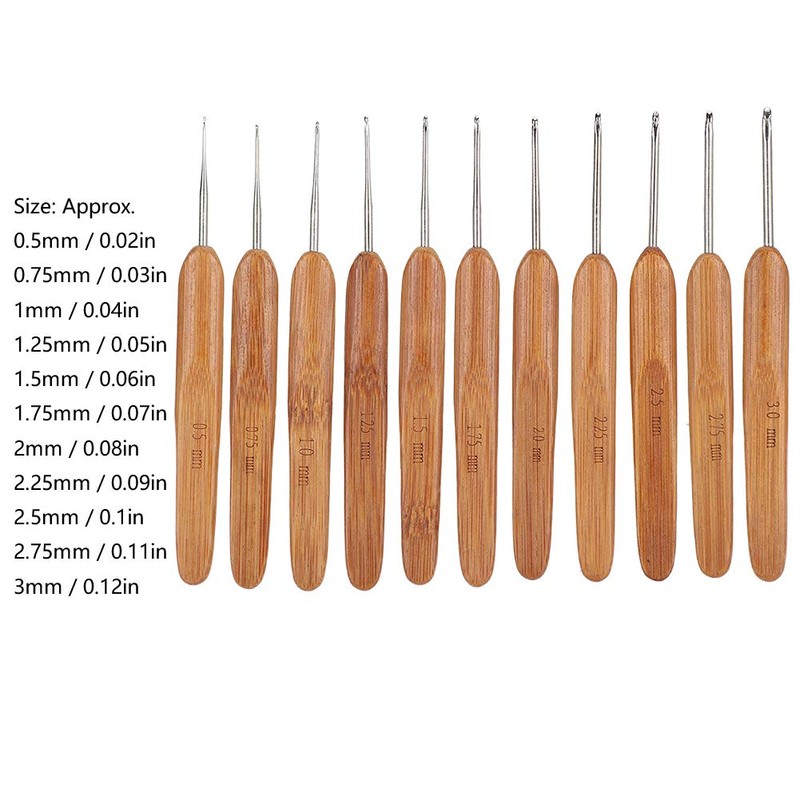 Crochet Hooks Set, Knitting Needles Bamboo Handle PortableBraiding Weaving Tool,