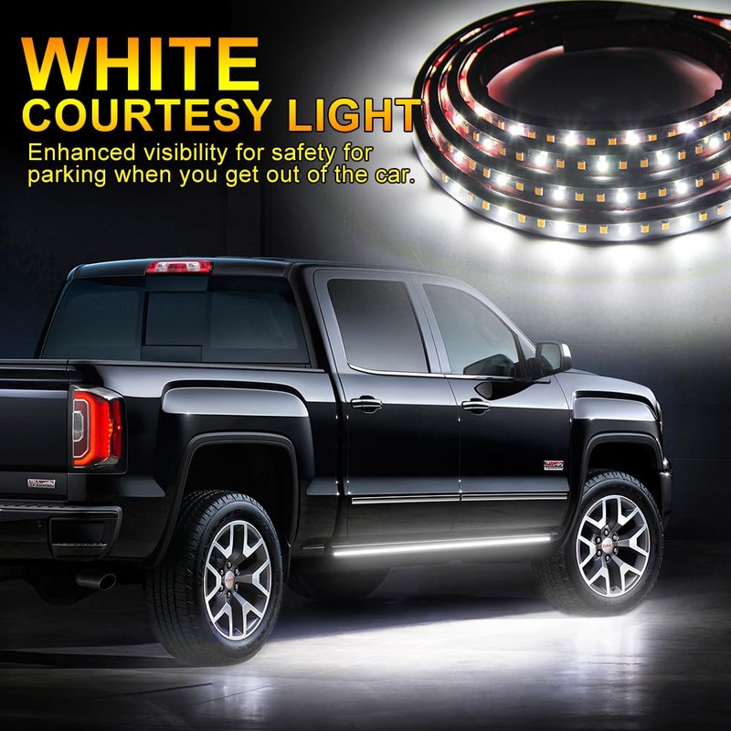 Truck LED Running Board Lights Amber Side Marker Kit, White