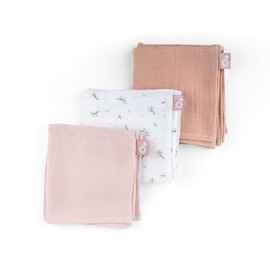 Doomoo Set of 3 Muslin Cloths Baby 70 x 70 cm Organic Cotton Extra Soft & Absorbent Muslin Cloths Newborn Burp Cloths Baby Washable Pink