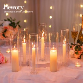 Hewory Hurricane Glass Candle Holders: 10 PCS Clear Open Ended Cylinder Candle Holder Sleeve for Candlestick Holders - Taper Candle Holder Bulk for Wedding Christmas Centerpiece Decor (D 2.5" x H 11")