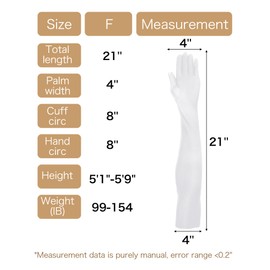 BEVTEE Long White Gloves Women, 2 Pairs, 1920s Elegent Satin Stretchy Elbow Length Princess Gloves, For Tea Party, Costume, Wedding, Cosplay, Formal Event, 20.8 Inch