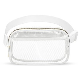 Riñonera transparente para correr para mujeres y hombres, Malla transparente blanca, Riñonera transparente con malla