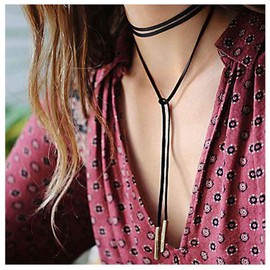Olbye Thin Suede Choker Necklace Black Cord Necklace Suede Ribbon Choker Jewelry for Women
