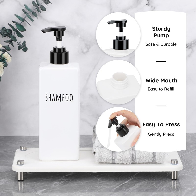 Segbeauty Refillable Shampoo and Conditioner Bottles Set, 6 Pack Empty