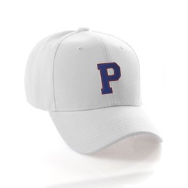 Classic Baseball Hat Custom A to Z Initial Team Letter, White Cap Red Blue Letter P