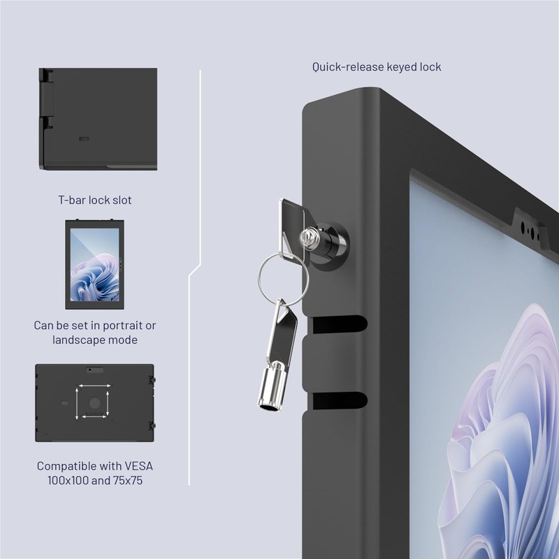 Compulocks Surface Pro 8–11 Apex Enclosure Wall Mount, Heavy Duty