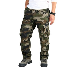 zeetoo Mens Relaxed-Fit Cargo Pants Multi Pocket Military Camo Combat Work Pants GZ03 Green Camo