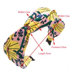 KOVOLITU 4 Pack Floral Printed Headbands Wide Knotted Headbands for Women Cross Knot Fashion Hair Bands-Bohomia