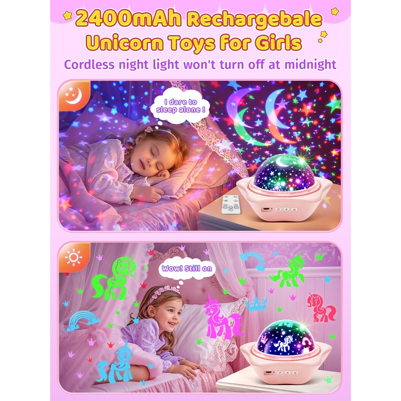 PIKOY Night Light for Kids, 90 Modes+6 Films+Dimmer+Timer+Remote Kids Night