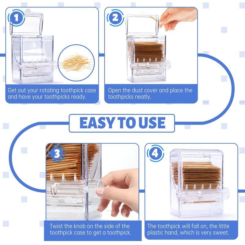 Lucxhcky 2Pcs Toothpick Holder Clear Toothpick Dispenser Automatic Toothpick Dispenser,