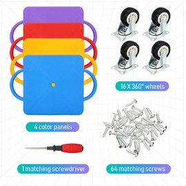 Jerify 4 Pieces Sports Scooter Board Bulk Sitting Board with Handles Plastic Casters Sport Flat Scooter for Kids Children Gym Indoor Outdoor Activities Play Equipment (Colorful)